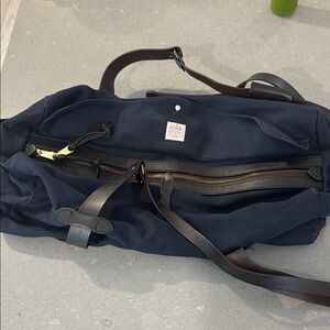 Filson Blue and Brown Duffel Bag with Durable Fabric